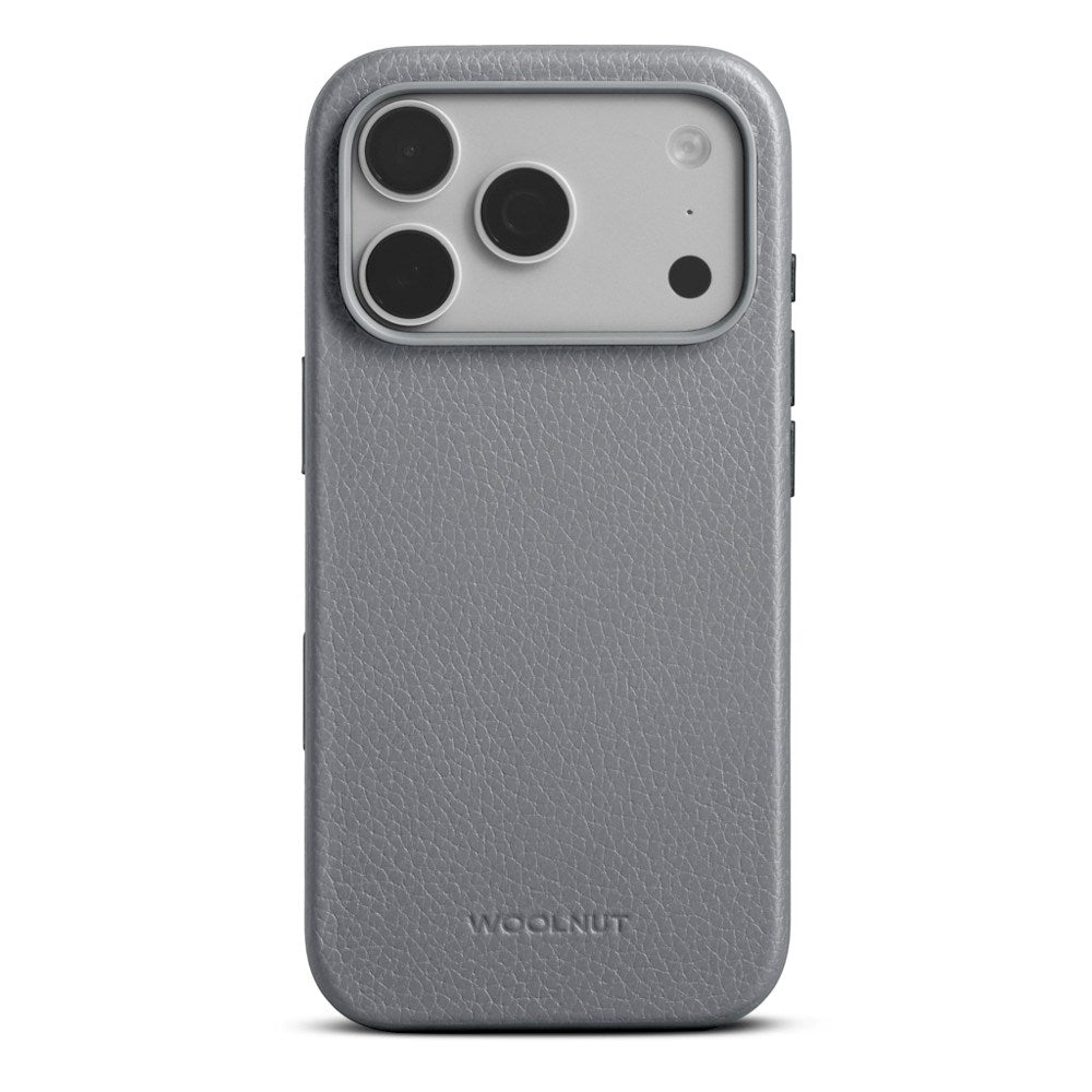 iPhone 18 Pro Max WOOLNUT Ekte Skinn Deksel - MagSafe Kompatibel - Grå