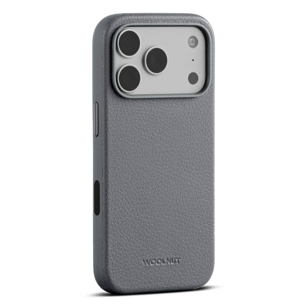 iPhone 18 Pro Max WOOLNUT Ekte Skinn Deksel - MagSafe Kompatibel - Grå