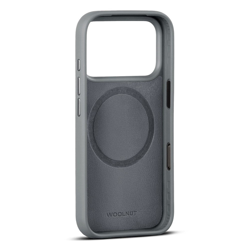 iPhone 18 Pro WOOLNUT Ekte Skinn Deksel - MagSafe Kompatibel - Grå