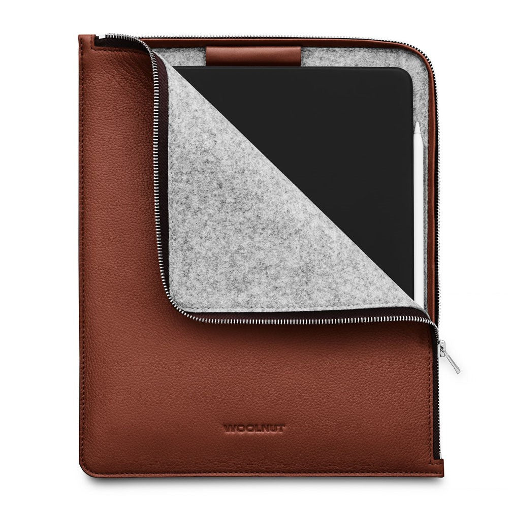 Woolnut iPad / Tablet (26.5 x 32.5 cm) Ekte Skinn Folio Sleeve - Brun