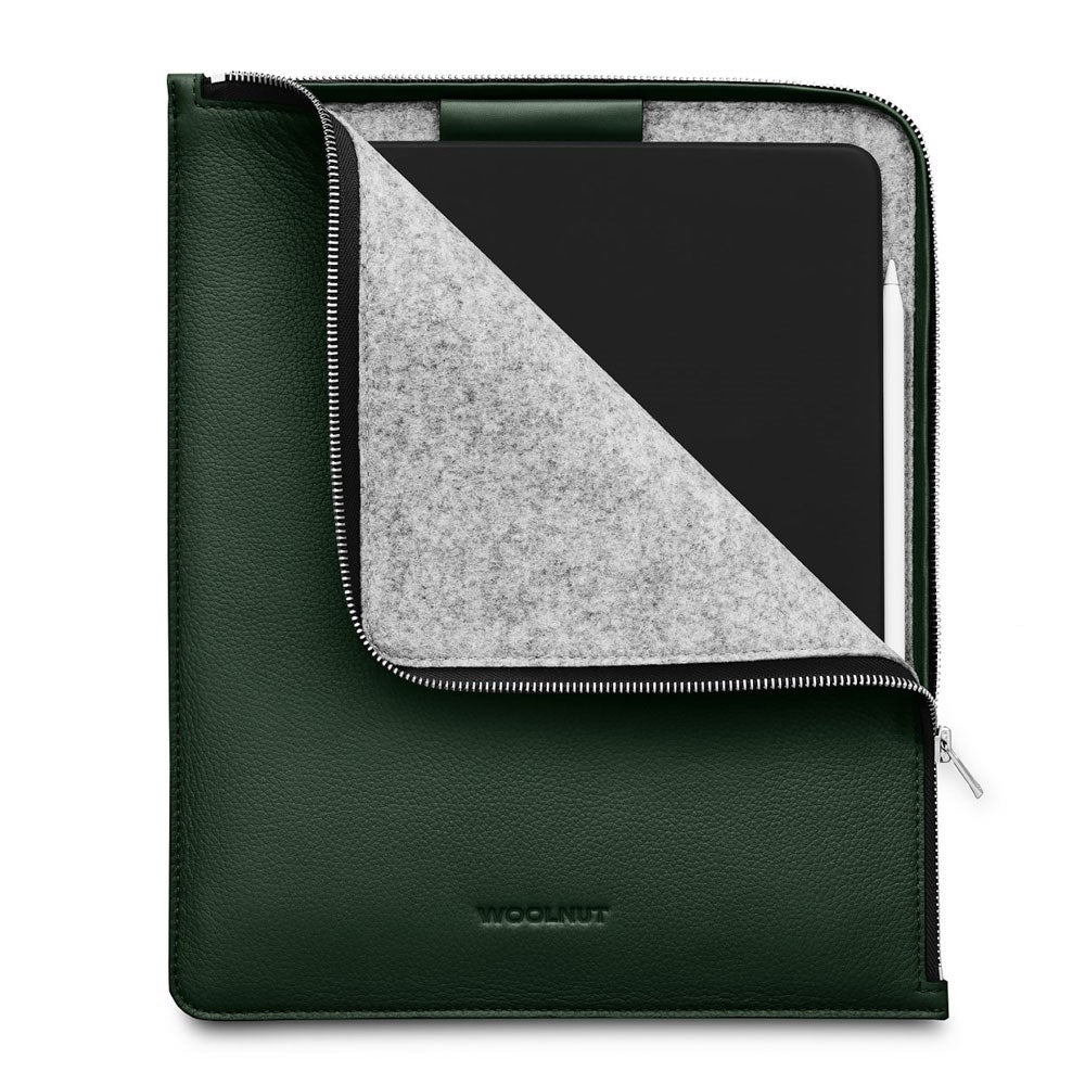 Woolnut iPad / Tablet (26.5 x 32.5 cm) Ekte Skinn Folio Sleeve - Grønn