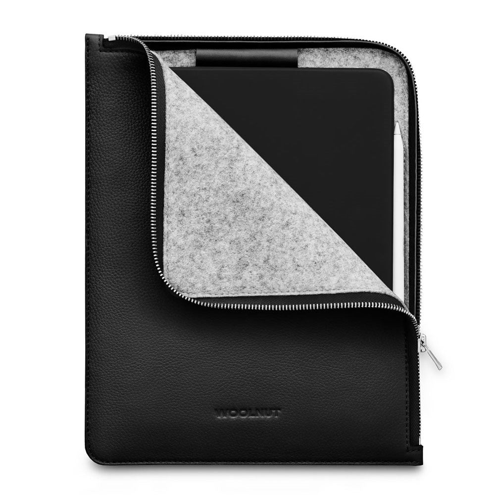 Woolnut iPad / Tablet (23 x 29 cm) Ekte Skinn Folio Sleeve - Svart