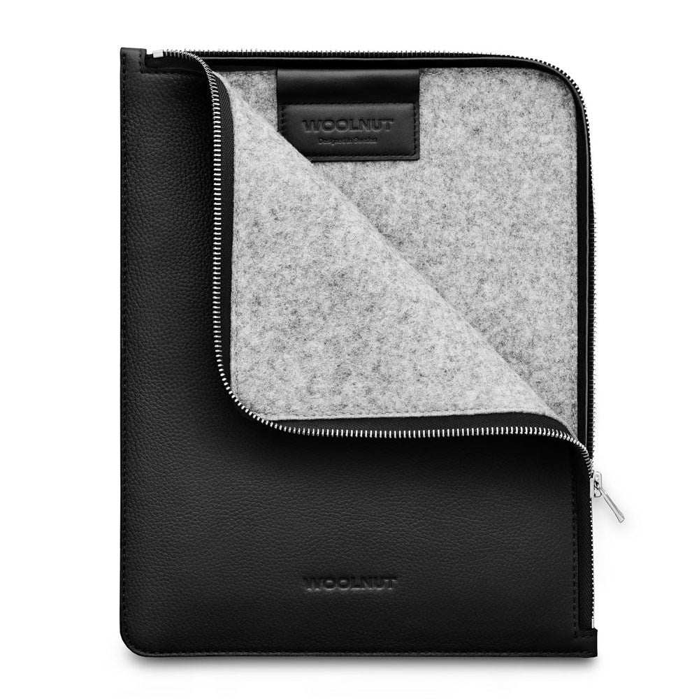 Woolnut iPad / Tablet (23 x 29 cm) Ekte Skinn Folio Sleeve - Svart