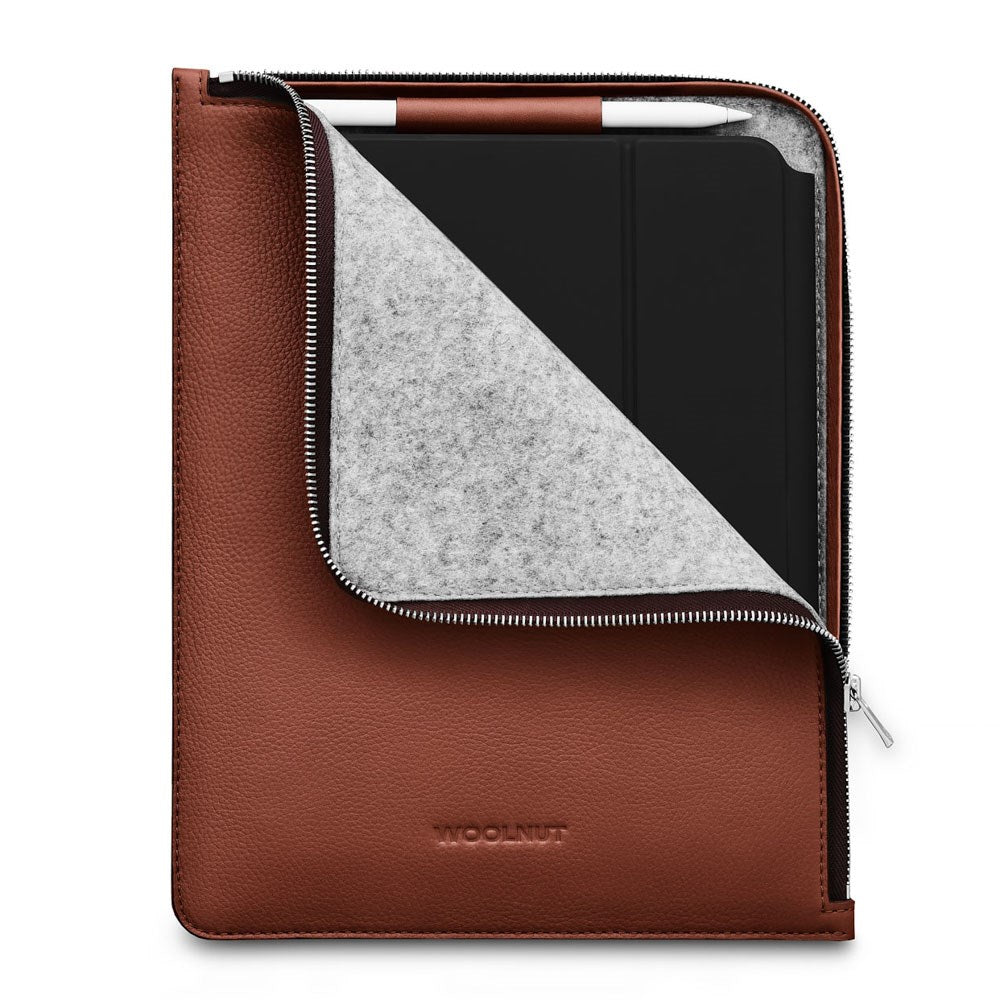 Woolnut iPad / Tablet (23 x 29 cm) Ekte Skinn Folio Sleeve - Brun
