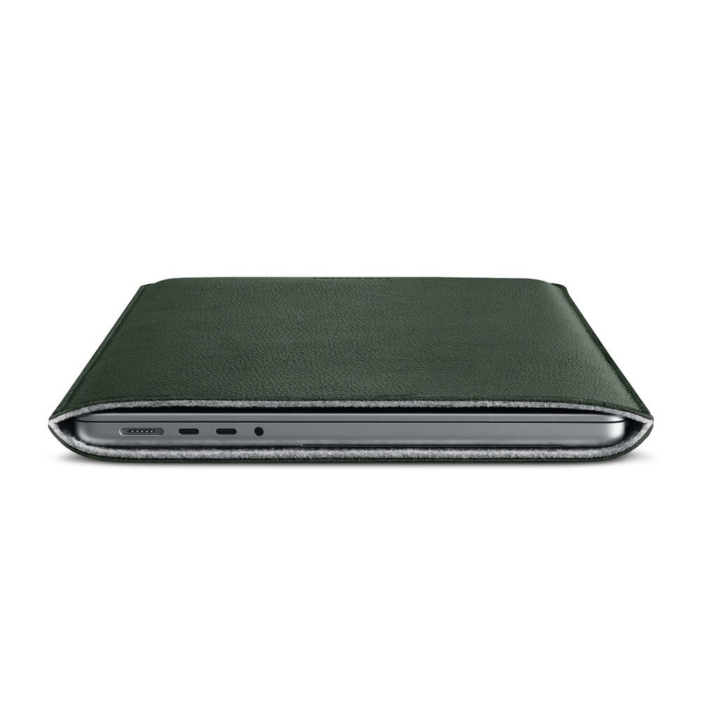 Woolnut MacBook Pro 14" M5 / M4 / M3 / M2 / M1 (2025 / 2021) Ekte Skinn Folio Sleeve - 24.5 x 33 cm - Grønn