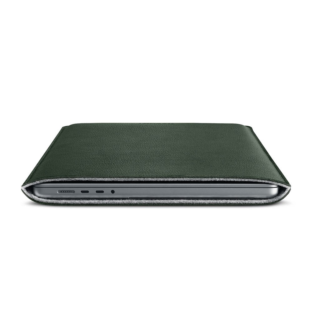 Woolnut MacBook Pro 16" M4 / M3 / M2 / M1 (2024 - 2021) Ekte Skinn Folio Sleeve - 27.5 x 37.5 cm - Grønn