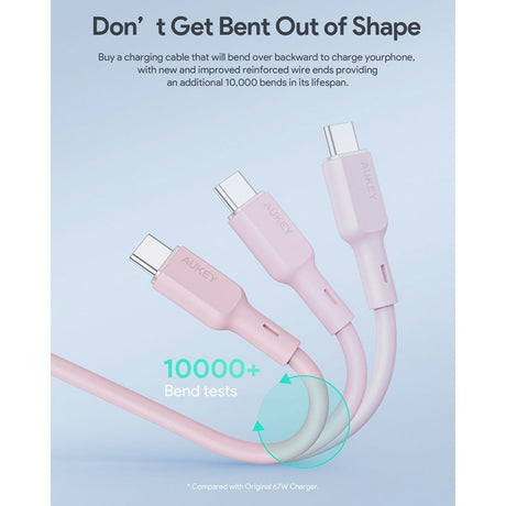 Aukey CB-SCC101 100W USB-C til USB-C-Kabel - 1m - Rosa