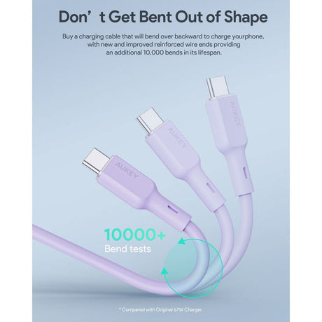 Aukey CB-SCC101 100W USB-C til USB-C-Kabel - 1m - Lilla