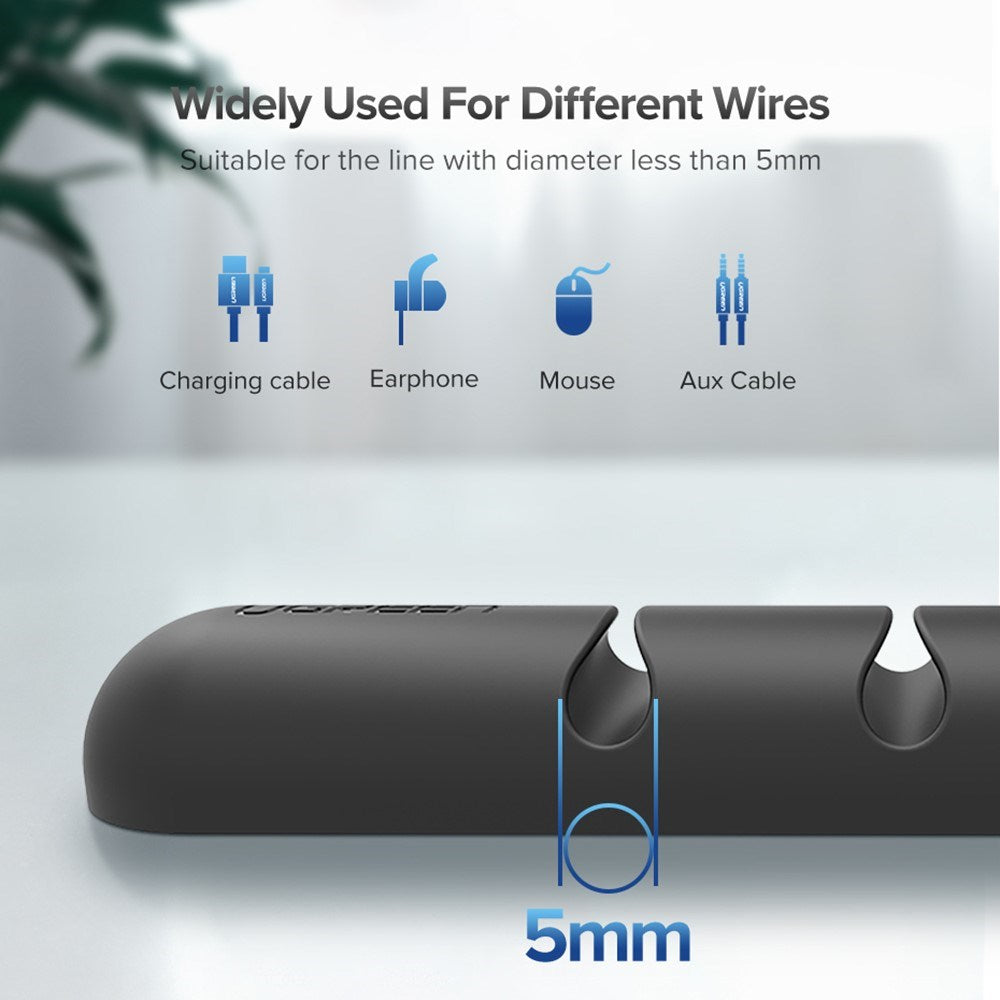 Fleksibel & Selvklebende Kabelholder med 7 Spor - Svart