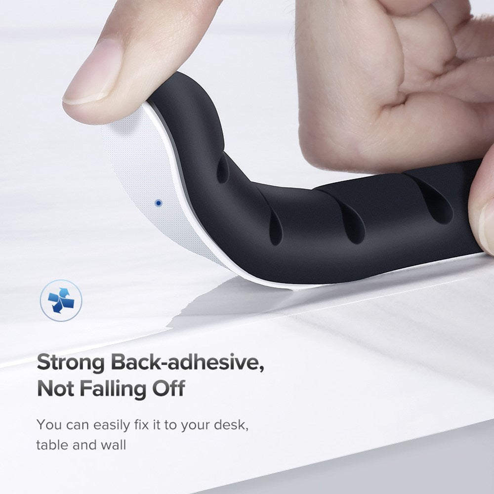 Fleksibel & Selvklebende Kabelholder med 7 Spor - Svart