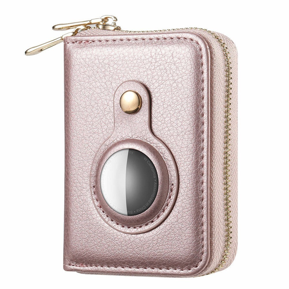 Skinnlommebok med Innebygd Holder for Apple AirTag - Rose Gold