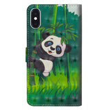 EIDERWOOD iPhone XR Kunstskinn Deksel med Lommebok og Stropp - Panda