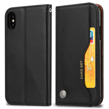 iPhone XR Leather Wallet Case Svart