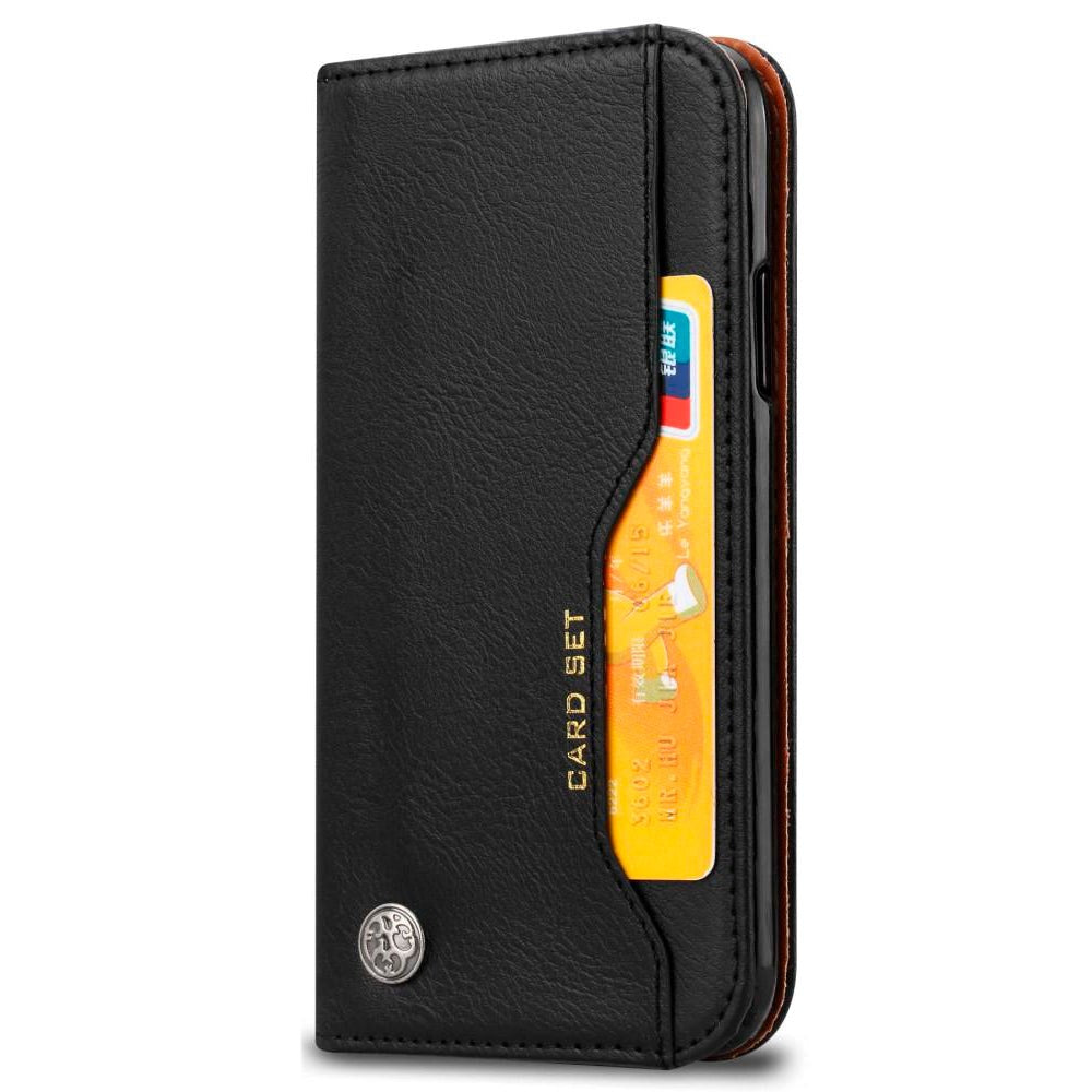 iPhone XR Leather Wallet Case Svart