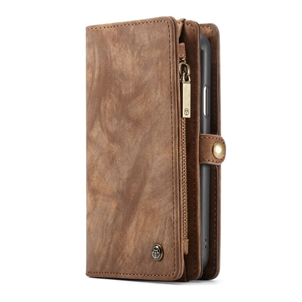 iPhone XR CASEME 2-in-1 Vintage Style Leahter Wallet Case Brun