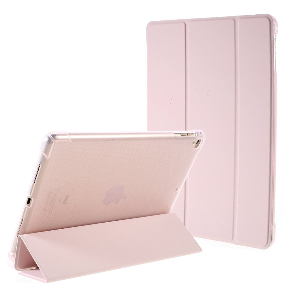 iPad 9.7 (2018-2017) / iPad Air / iPad Air 2 Tri-Fold Flip Deksel m. Fleksibel Bakside - Rosa