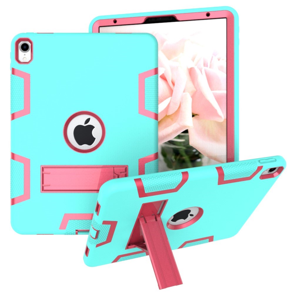 iPad Pro 11" (2018) Shock-proof Hybrid Case m. Stativfunksjon - Cyan / Pink