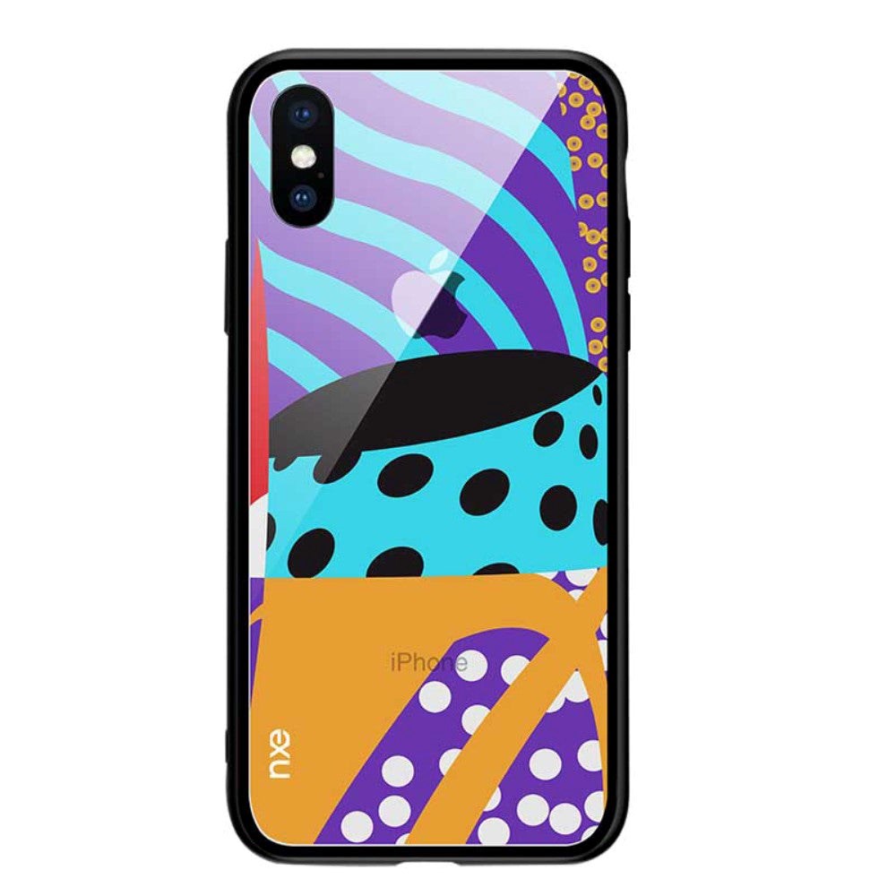 iPhone XS Max NXE Fleksibel Fashion Deksel m. Glassbakside - Blå