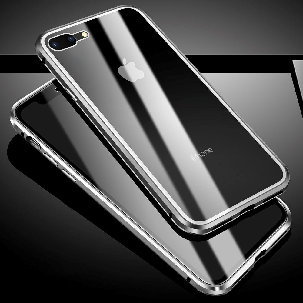 iPhone 8 Plus / 7 Plus Ultra-Strong 360 Grader Magnetisk Deksel - Sølv / Svart