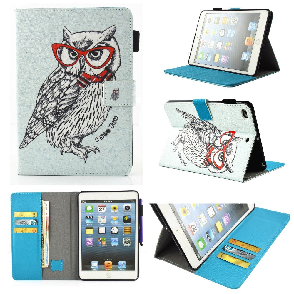 iPad Mini (2019) Deksel m. Kortholder og Stativfunksjon - Clewer Owl