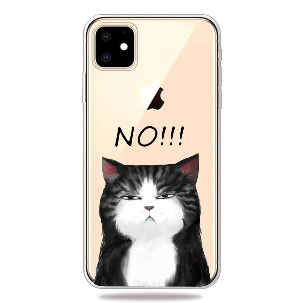 iPhone 11 Fleksibel Plastik Deksel m. Sur Katt Trykk