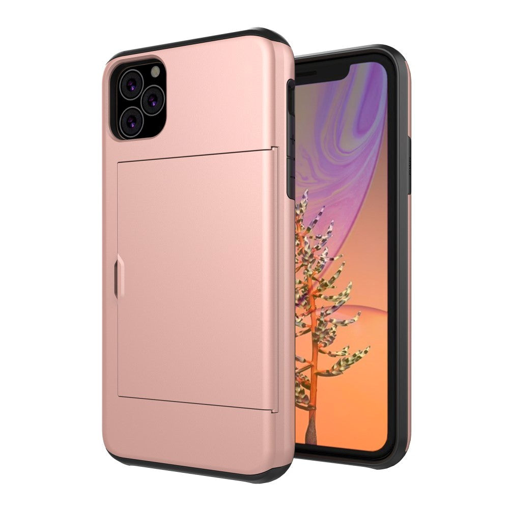 iPhone 11 Hard Plast Deksel m. Kredittkortlomme - Rose Gull