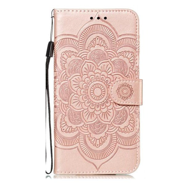 iPhone 11 Skinn Flip Deksel - Mandala Mønster Rose Gull