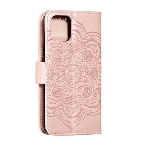 iPhone 11 Pro Skinn Flip Deksel m. Lommebok - Rose Gull Blomst