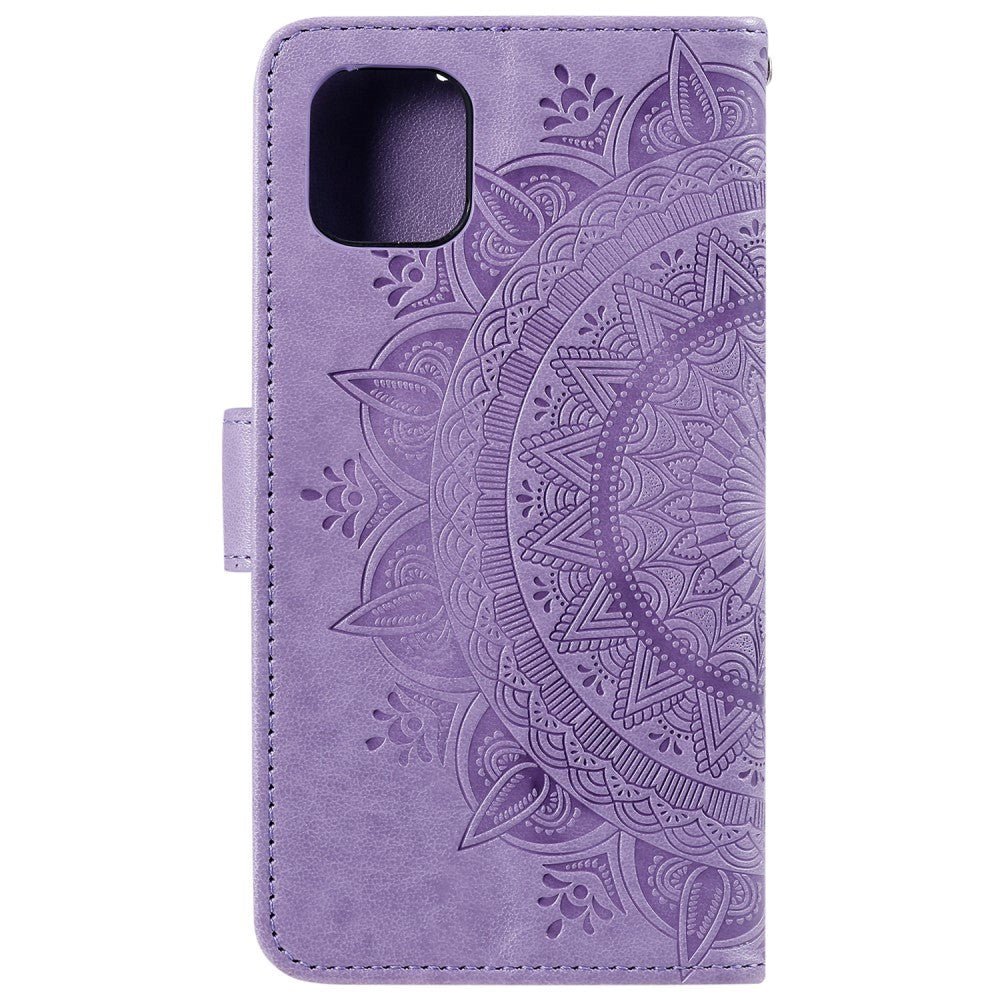 iPhone 11 Skinndeksel med Lommebok - Mandala Mønster Lilla