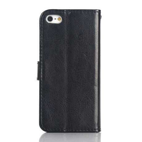 iPhone SE / 5 / 5s Wallet Skinn Etui med Lommebok Svart