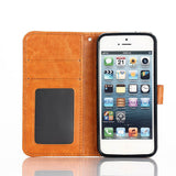 iPhone SE / 5 / 5s Wallet Skinn Etui med Lommebok Lysebrun