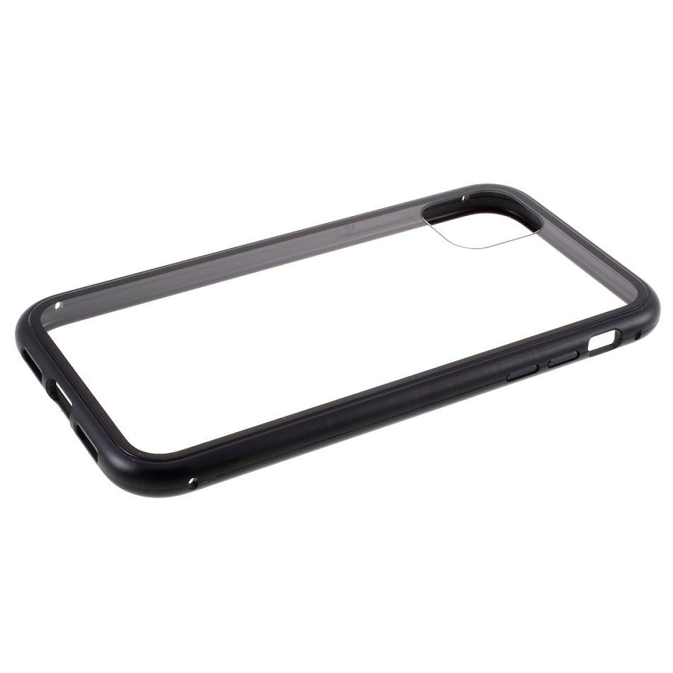 iPhone 11 Magnetisk Metallramme m. Glass Bakdeksel - Svart