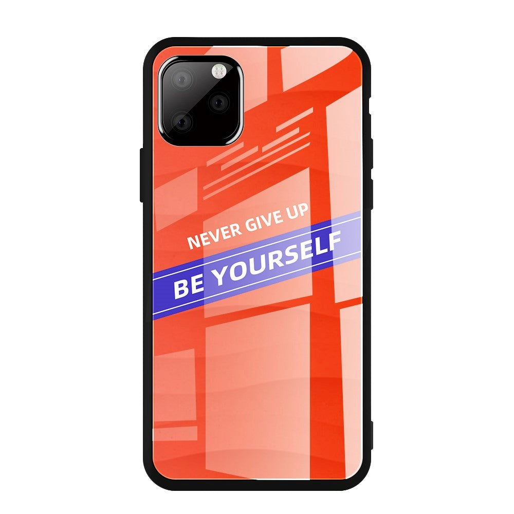 iPhone 11 Pro Max Deksel m. Glassbakside - Be Yourself - Rød