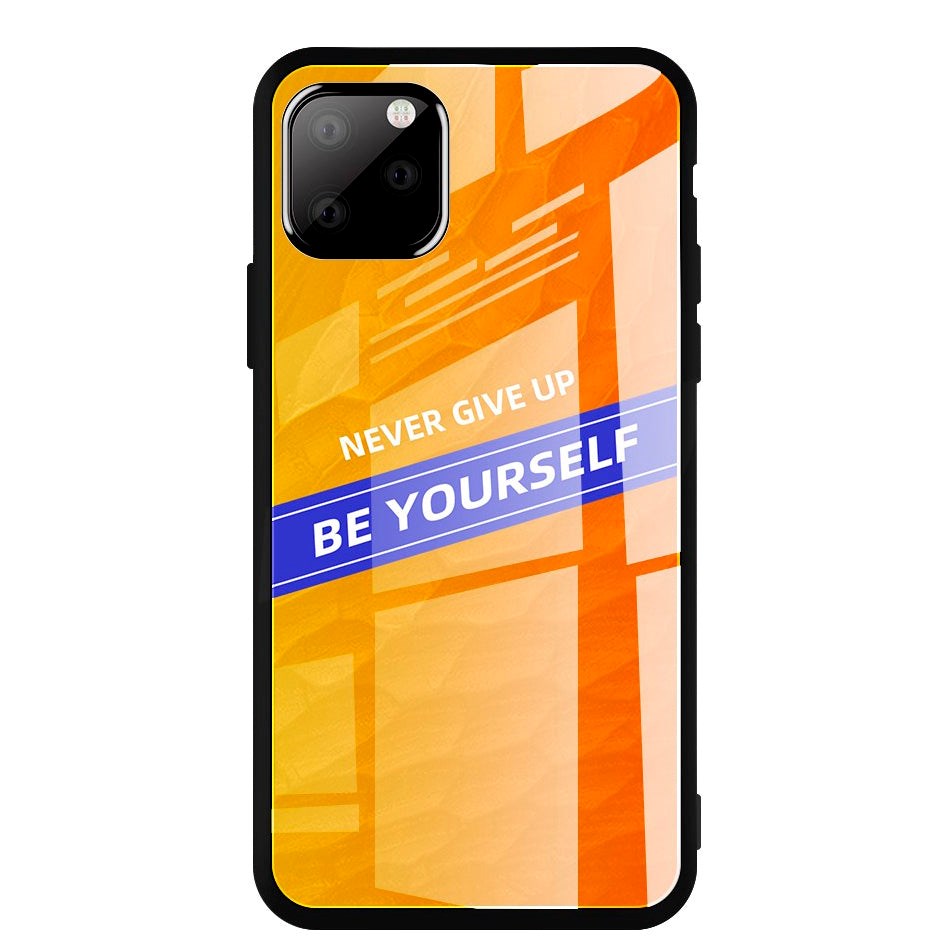 iPhone 11 Pro Max Deksel m. Glassbakside - Be Yourself - Oransje