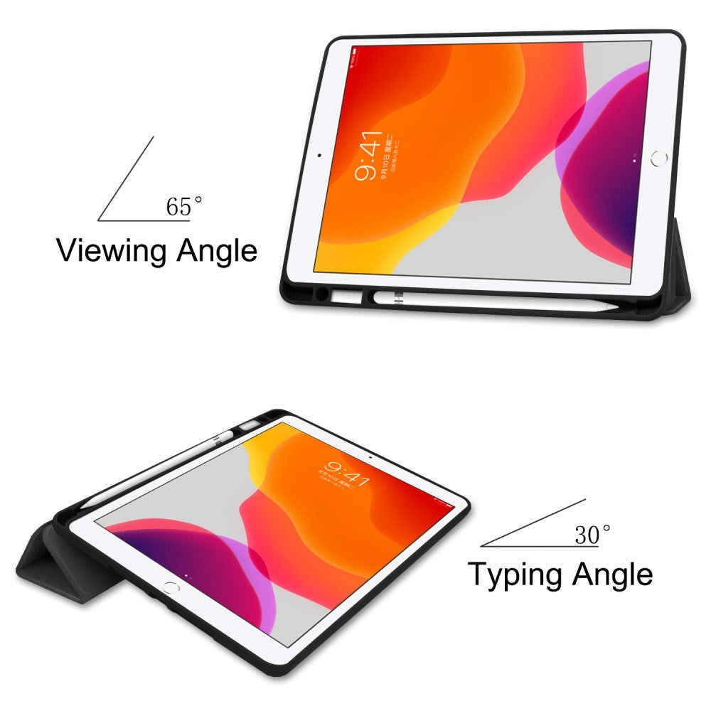 iPad 10.2" (2021 / 2020 / 2019) ENKAY Tri-Fold Skinndeksel med Apple Pencil Holder Svart