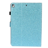 iPad 10.2" (2021 / 2020 / 2019) Glitter Deksel m. Stativfunksjoner & Kortholder - Glitter Blue