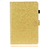 iPad 10.2" (2021 / 2020 / 2019) Glitter Deksel m. Stativfunksjoner & Kortholder - Glitter Gold