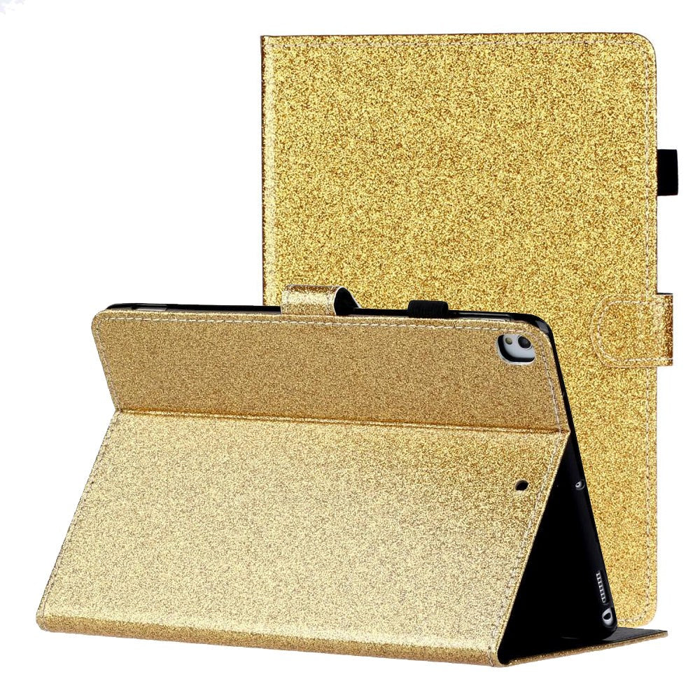 iPad 10.2" (2021 / 2020 / 2019) Glitter Deksel m. Stativfunksjoner & Kortholder - Glitter Gold