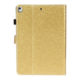 iPad 10.2" (2021 / 2020 / 2019) Glitter Deksel m. Stativfunksjoner & Kortholder - Glitter Gold