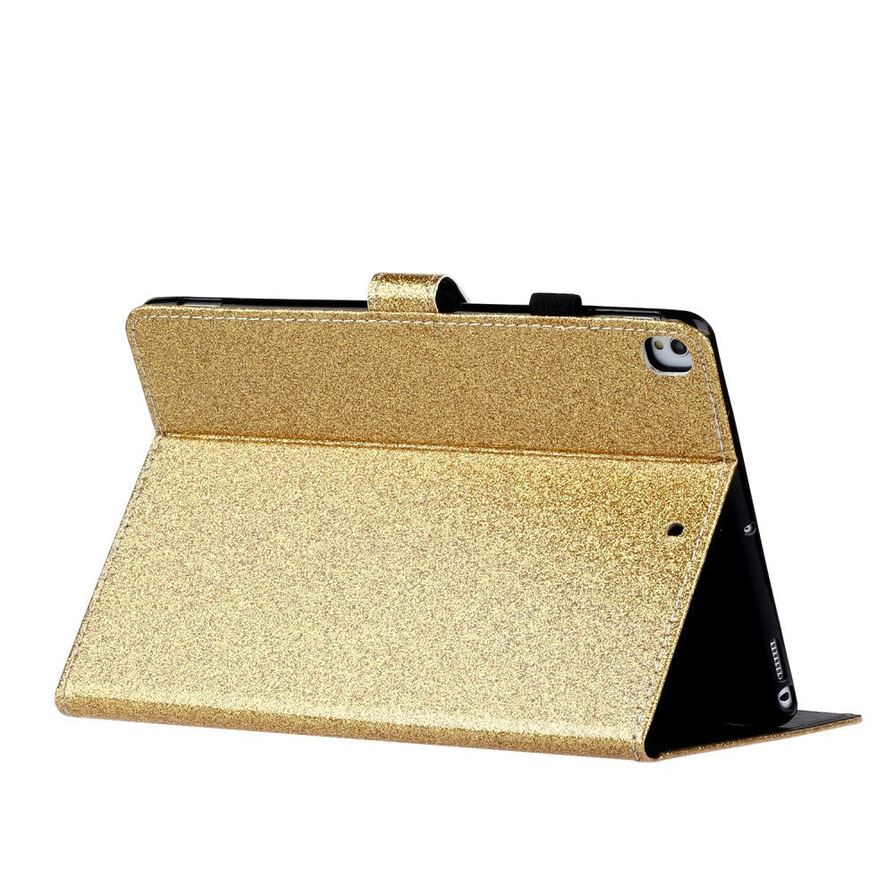 iPad 10.2" (2021 / 2020 / 2019) Glitter Deksel m. Stativfunksjoner & Kortholder - Glitter Gold