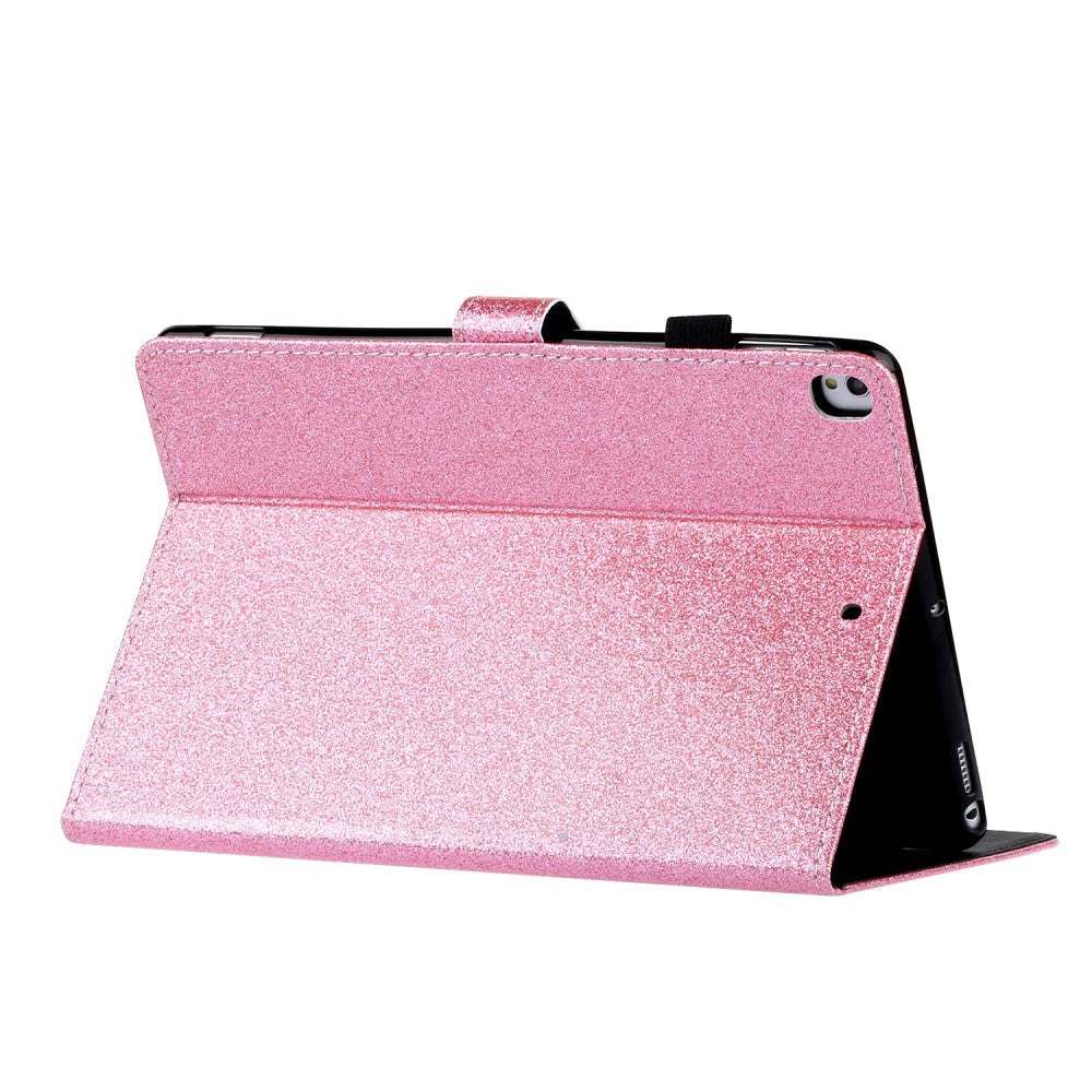 iPad 10.2" (2021 / 2020 / 2019) Glitter Deksel m. Stativfunksjoner & Kortholder - Glitter Pink