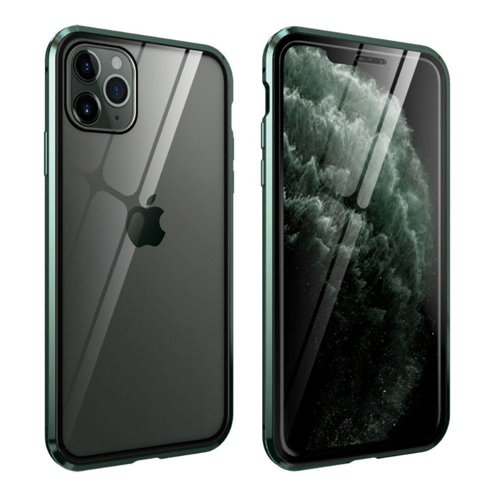 iPhone 11 Pro Metall Deksel med Glass Foran & Bak - Mørk Grønn