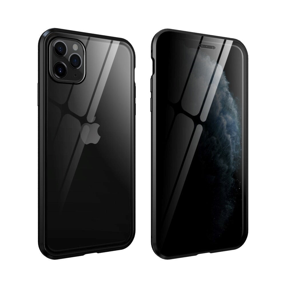 iPhone 11 Pro 360° Magnetisk Deksel med Glassbakside og Forside m. Privacy funksjon - Svart