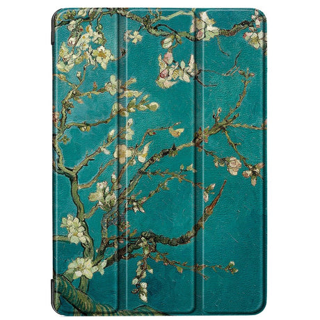 iPad 10.2" (2021 / 2020 / 2019) Skinn Deksel m. Tri-Fold - Hvite Blomster