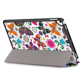 iPad 10.2" (2021 / 2020 / 2019) Skinn Deksel m. Tri-fold - Fargerike Sommerfugle & Blomster