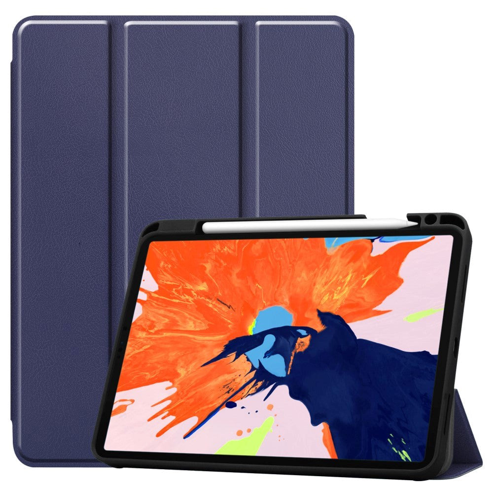 iPad Pro 12.9" (2022 / 2021 / 2020 / 2018) Tri-Fold Skinndeksel med Apple Pencil Holder Blå