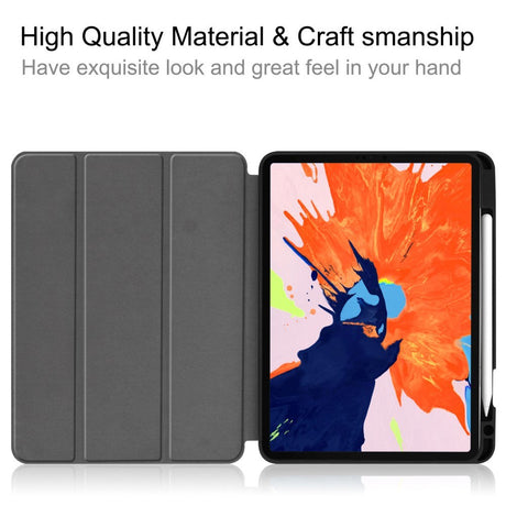 iPad Pro 12.9" (2022 / 2021 / 2020 / 2018) Tri-Fold Skinndeksel med Apple Pencil Holder Blå