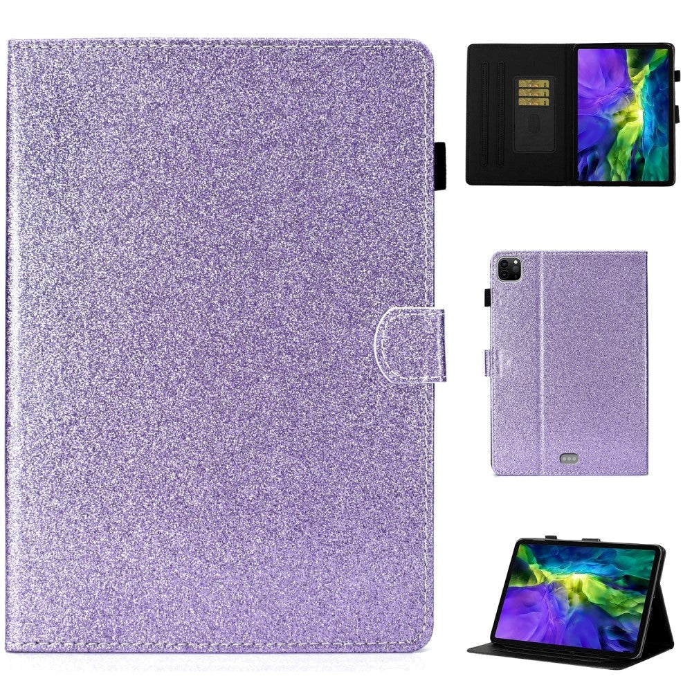 iPad Air (2022/2020) / Pro 11" (2022 / 2021 / 2020 / 2018) Glitter Deksel m. Stativ & Kortholder - Glitter Lilla