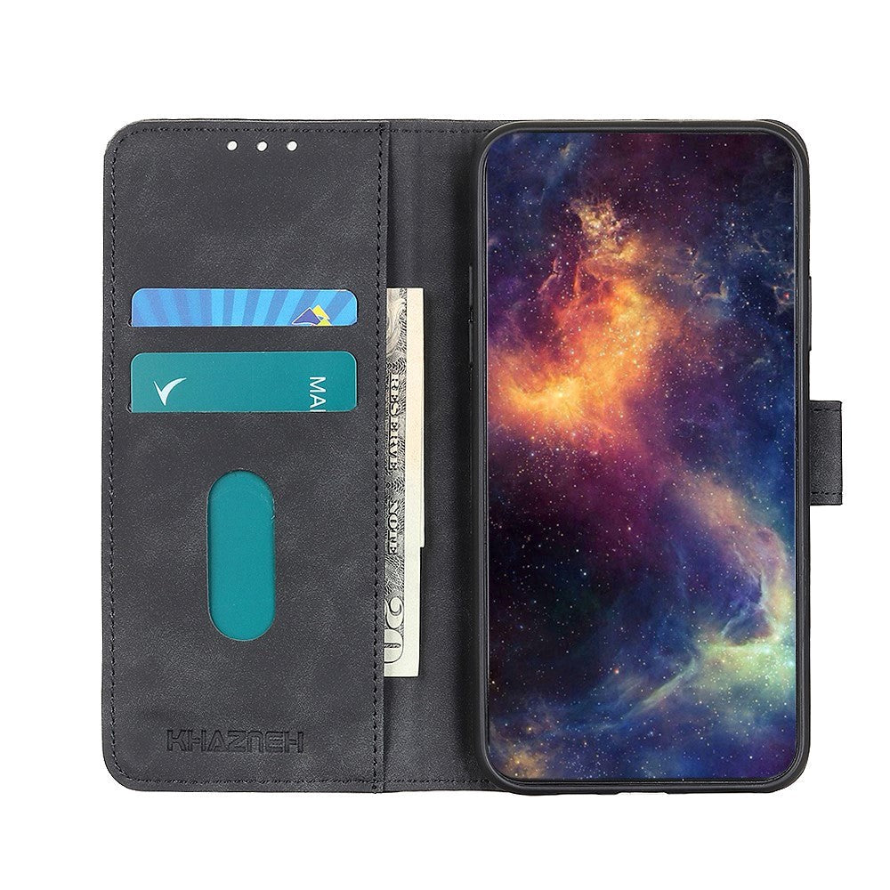 iPhone 12 Pro Max KHAZNEH Retro  PU Skinndeksel  m. Lommebok - Sort