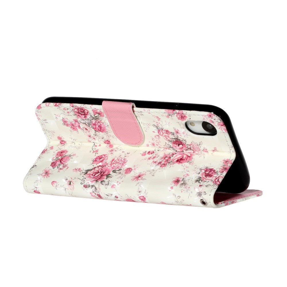 EIDERWOOD iPhone XR Kunstskinn Deksel med Lommebok & Stropp - Blomster